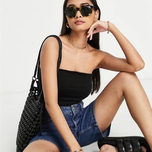 Topshop Ribbed Strapless Bodysuit Size 8 (M)